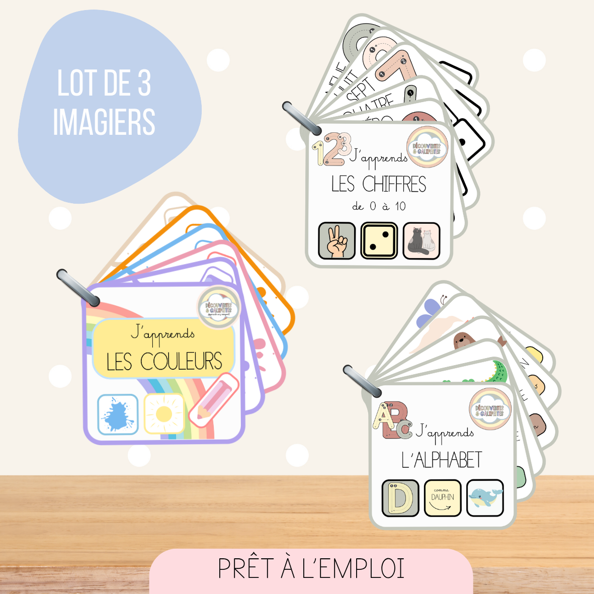 Lot de 3 imagiers éducatifs – Alphabet, Chiffres & Couleurs