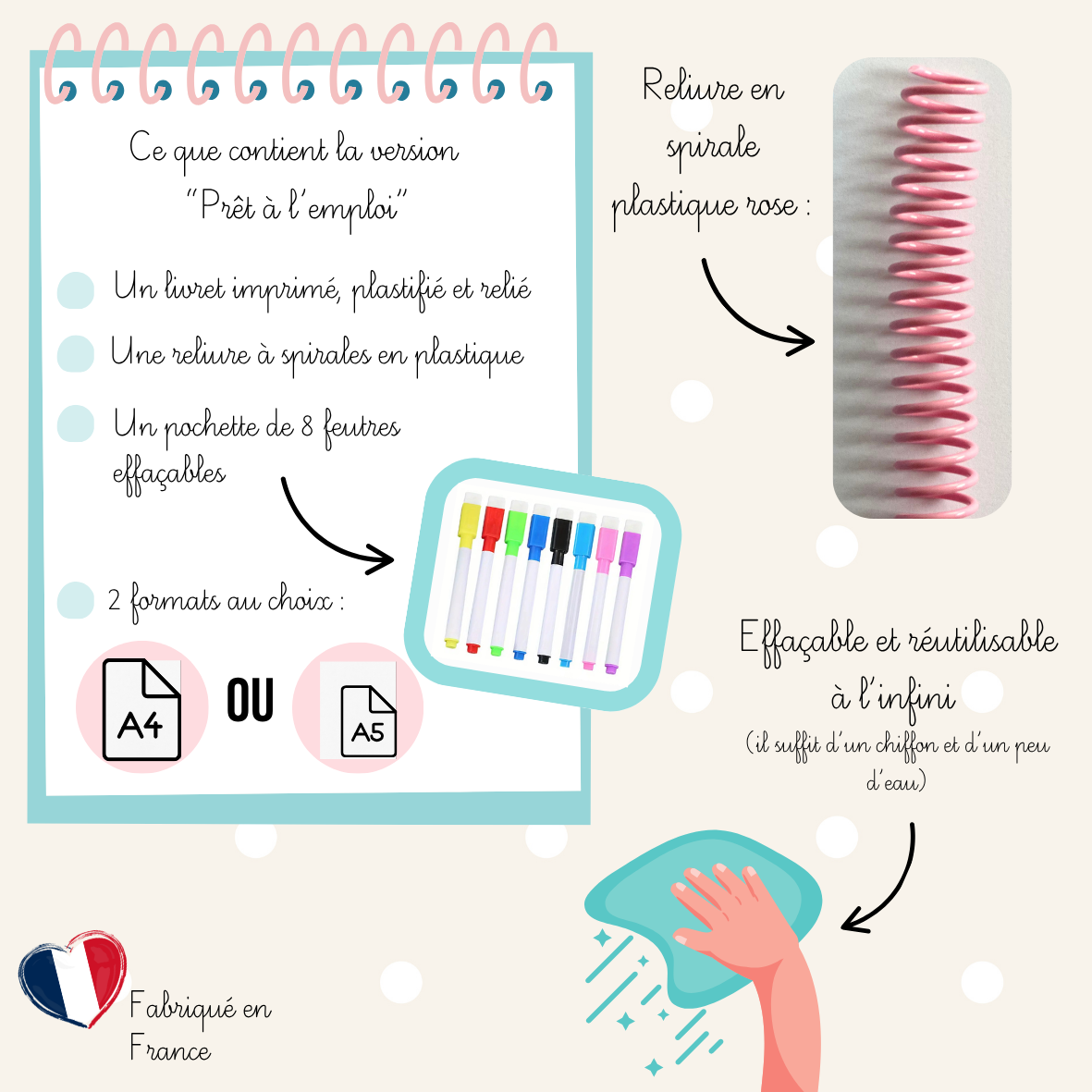 Cahier de coloriage réutilisable – Licornes & Princesses