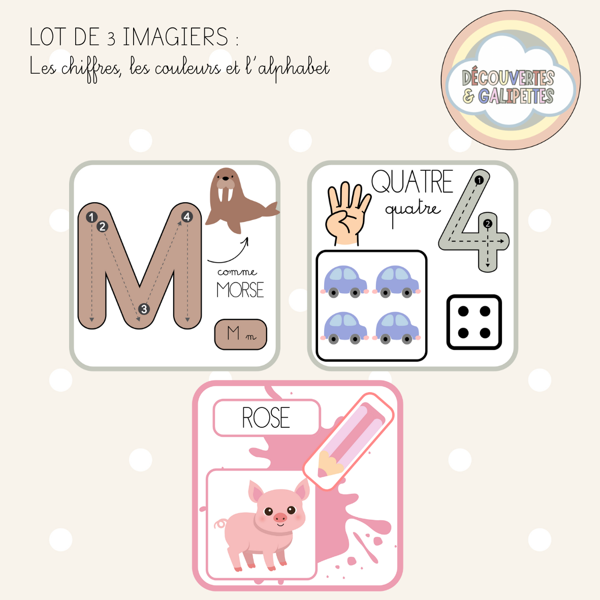 Lot de 3 imagiers éducatifs – Alphabet, Chiffres &amp; Couleurs