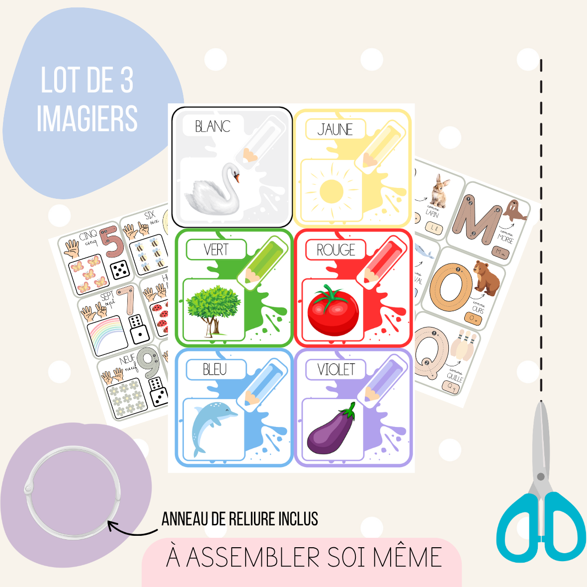 Lot de 3 imagiers éducatifs – Alphabet, Chiffres &amp; Couleurs
