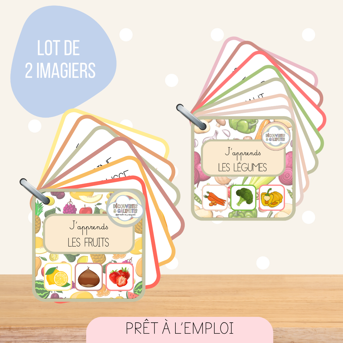 Lot de 2 imagiers - Les fruits et légumes