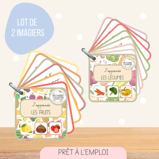 Lot de 2 imagiers - Les fruits et légumes