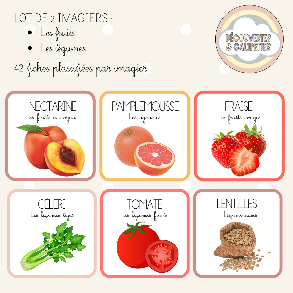 Lot de 2 imagiers - Les fruits et légumes
