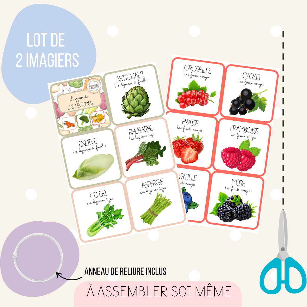 Lot de 2 imagiers - Les fruits et légumes