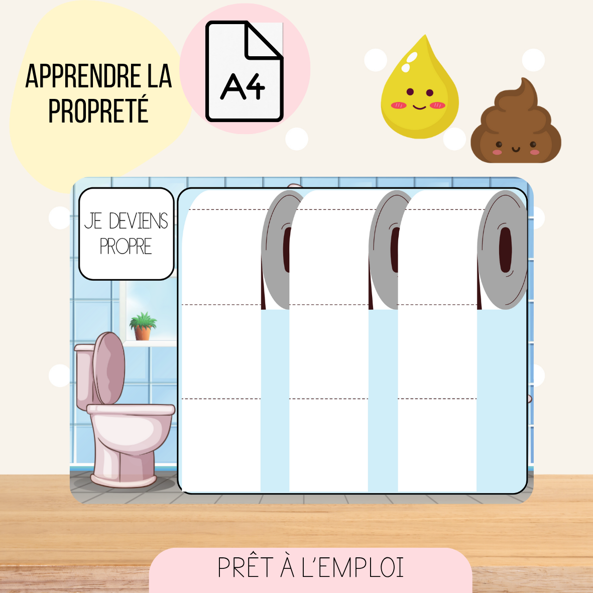 Tableau d'apprentissage de la propreté – support éducatif pour enfant, Découvertes & Galipettes