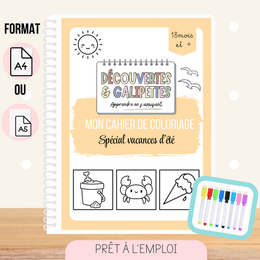 Cahier de coloriage réutilisable - Les vacances d'été