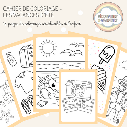 Cahier de coloriage réutilisable - Les vacances d'été
