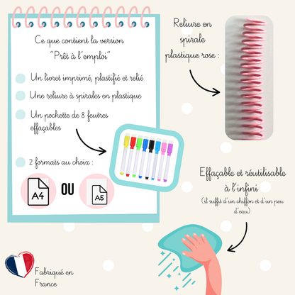 Cahier de coloriage réutilisable – Licornes & Princesses