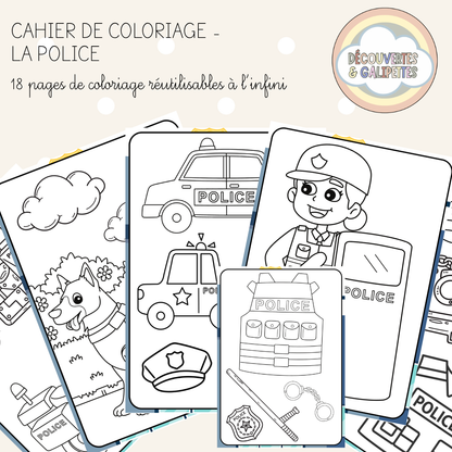 Cahier de coloriage réutilisable - La Police