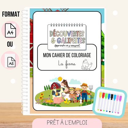 Cahier de coloriage réutilisable – La Ferme