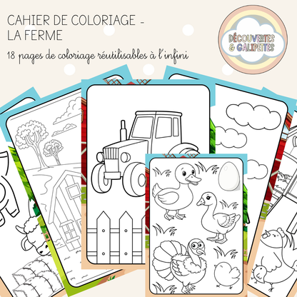 Cahier de coloriage réutilisable – La Ferme