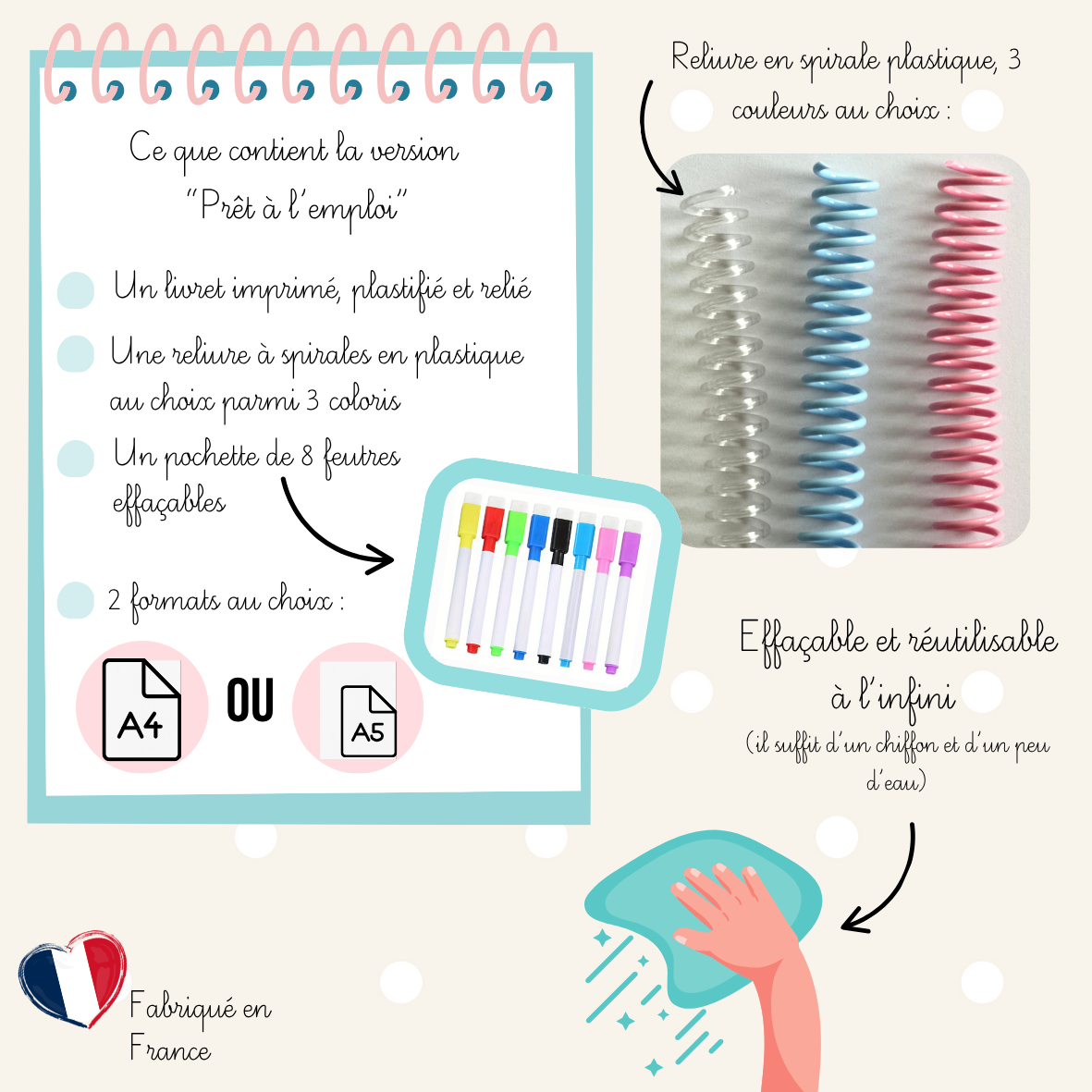 Cahier de coloriage réutilisable – La Ferme