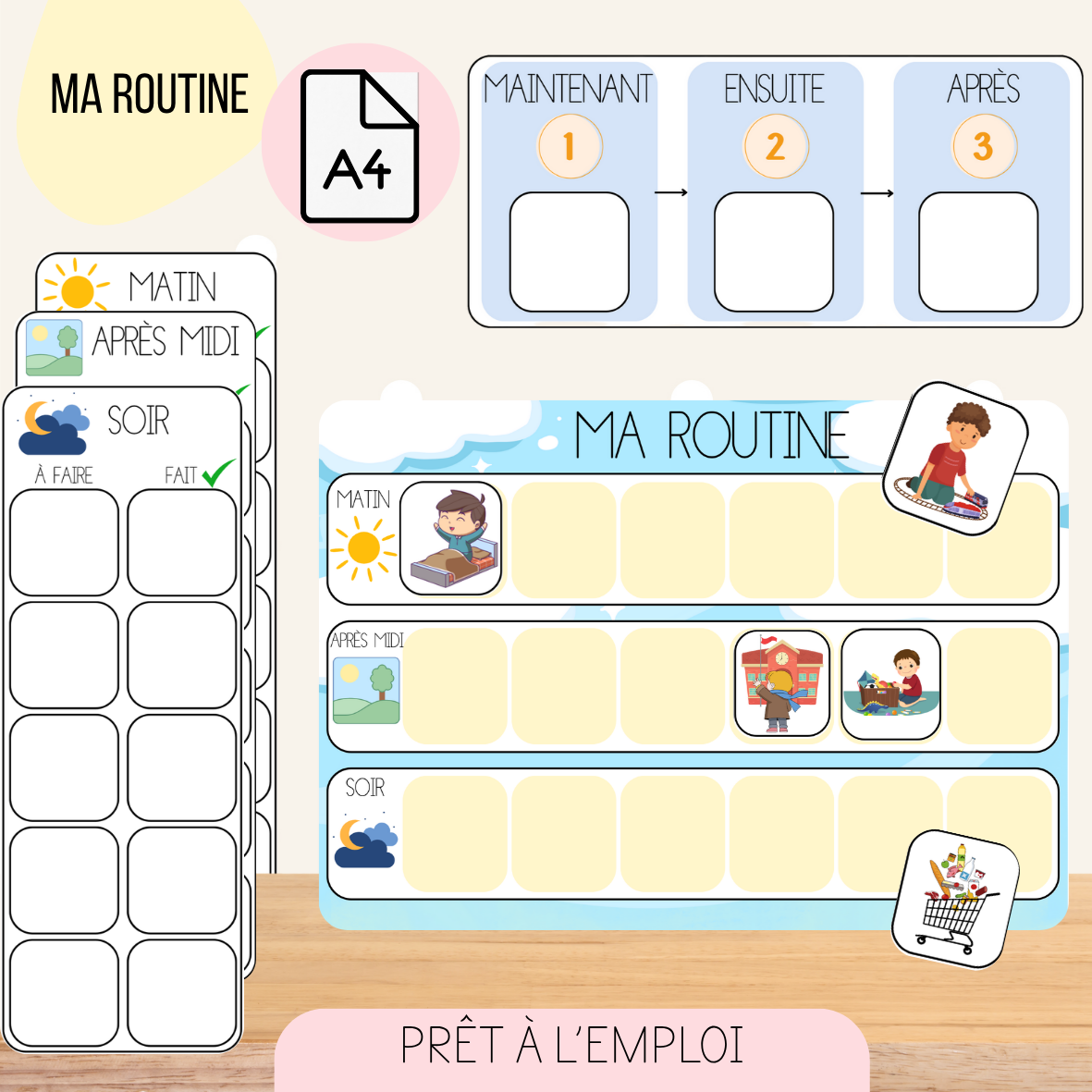 Routine journée pour enfant – support éducatif pour enfant, Découvertes & Galipettes
