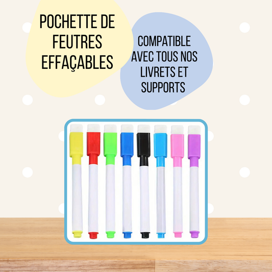 Pochette de feutres effaçables