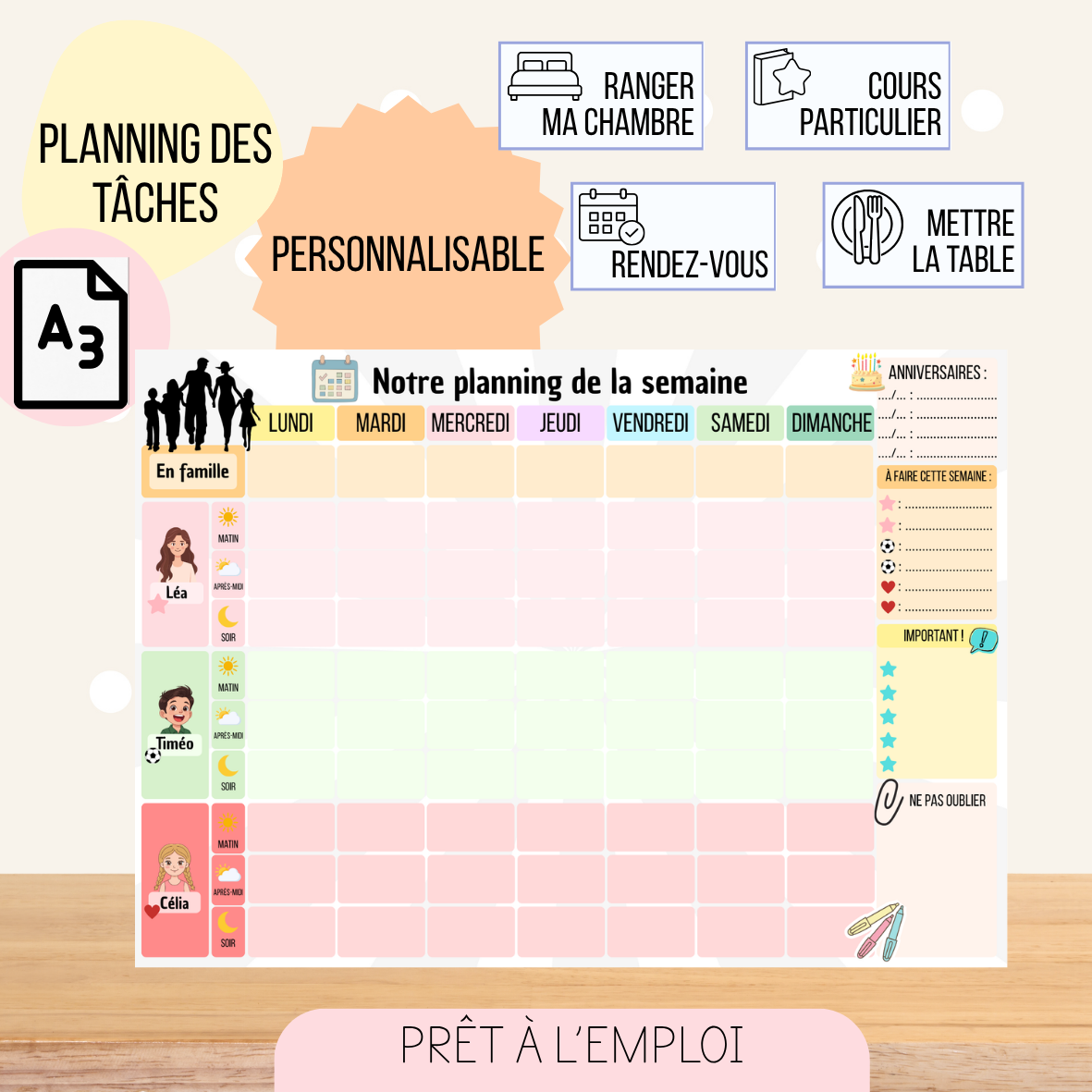Planning des tâches