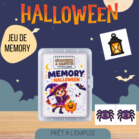 Memory Halloween – support éducatif pour enfant, Découvertes & Galipettes