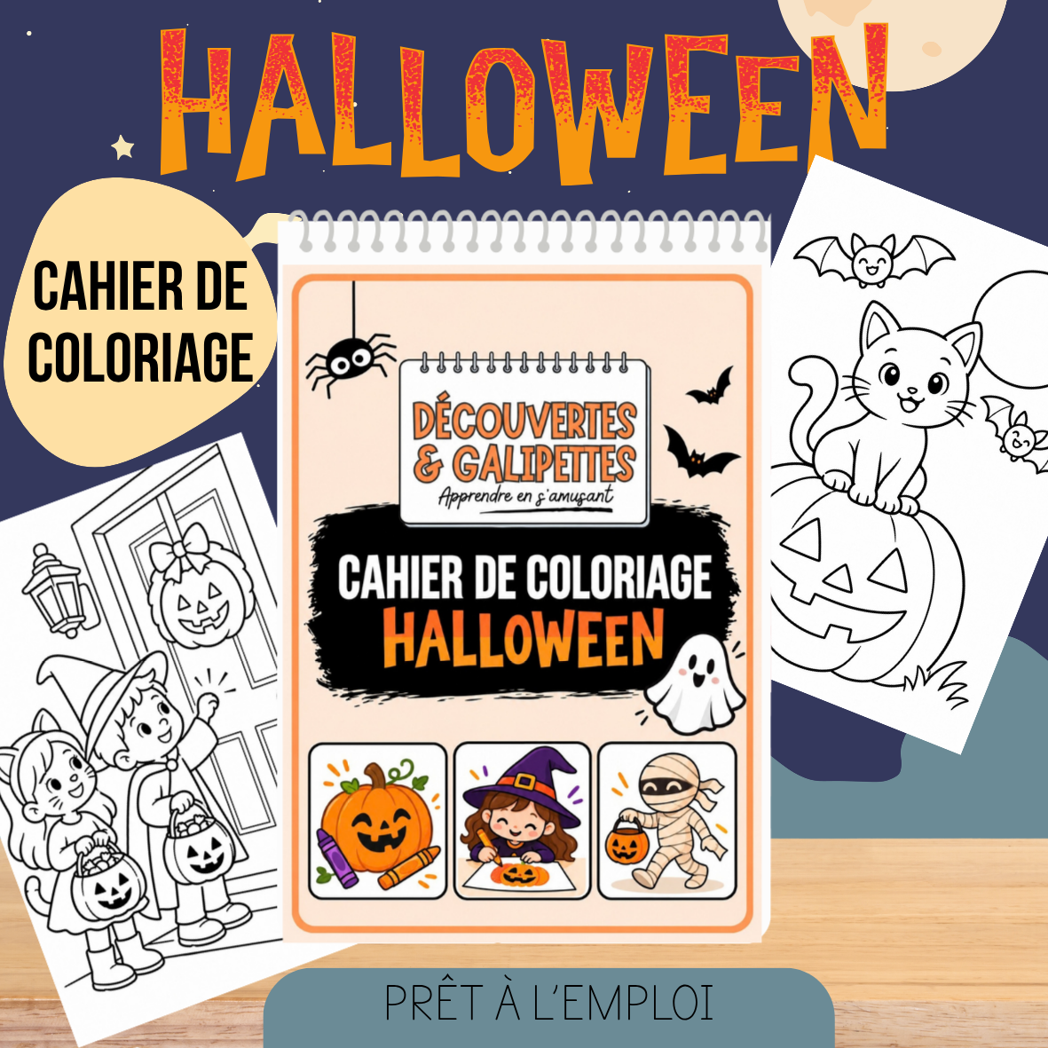 Cahier de coloriage Halloween – support éducatif pour enfant, Découvertes & Galipettes