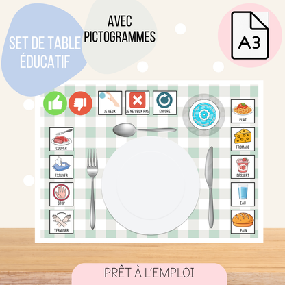 Set de table éducatif avec pictogrammes